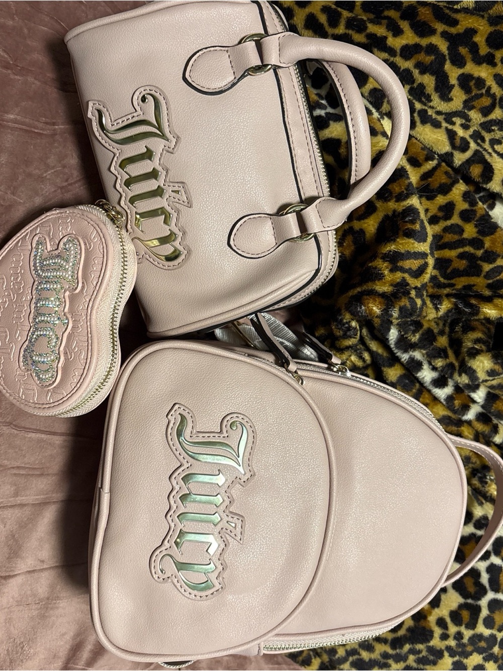 Juicy Couture Pale Pink Backpack, Satchel and Coin Pouch Set